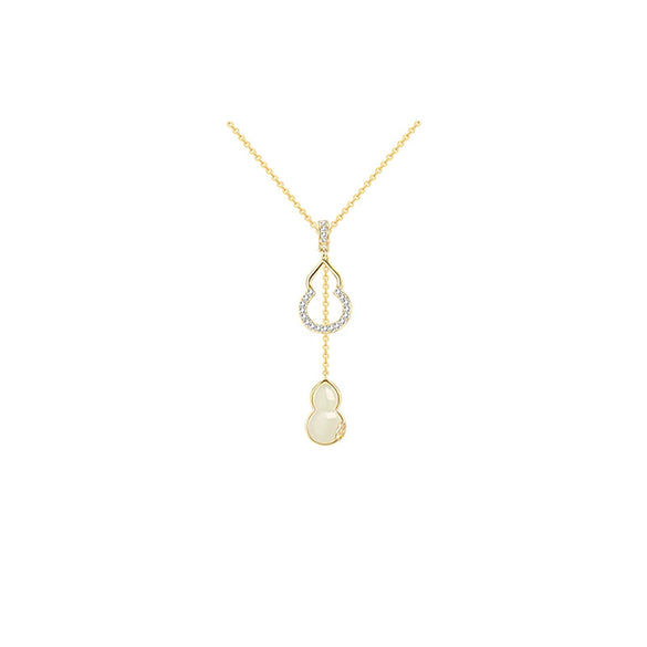 Wholesale Jewelry Gourd Copper Real Gold Electroplated Zircon Geometric Clavicle Necklace