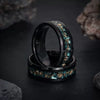 Wholesale Jewelry Green Coral Fragments Gold Foil Embellishment Stainless Steel Ring
