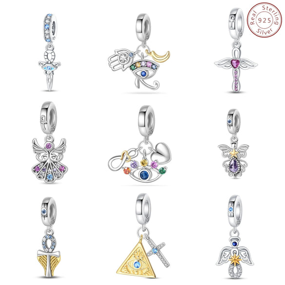 Wholesale Jewelry Guardian Lucky Angel Cross 925 Sterling Silver Dripping Oil Pendant Accessories