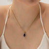 Wholesale Jewelry Handcut Geometric Lapis Gold Powder Stone Pendant Electroplated Stainless Steel Nonfading Necklace For Women