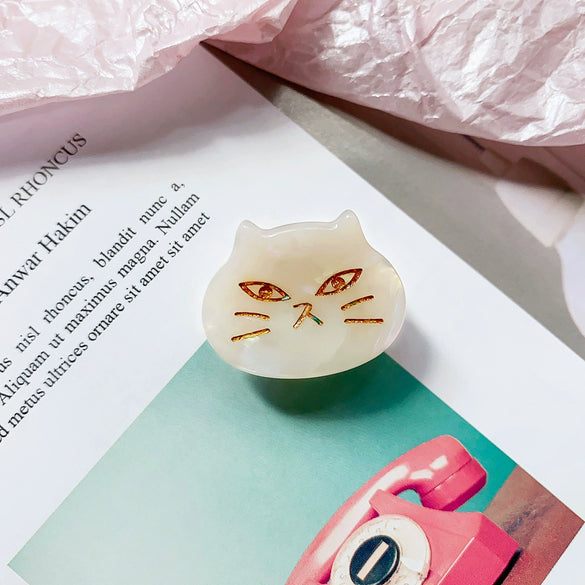 Wholesale Jewelry Handmade Acetic Acid Cat Heart Hairpin For Girls