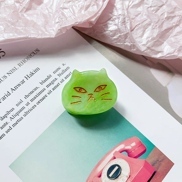 Wholesale Jewelry Handmade Acetic Acid Cat Heart Hairpin For Girls