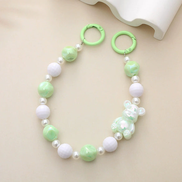 Wholesale Jewelry Handmade Beaded Mermaid Style Animal Bear Piglet Mobile Phone Chain Water Cup Hanging Chain Hand Chain For Women