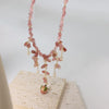 Wholesale Jewelry Handmade Geometric Copper 925 Silver Strawberry Crystal Pearl Clavicle Necklace For Women