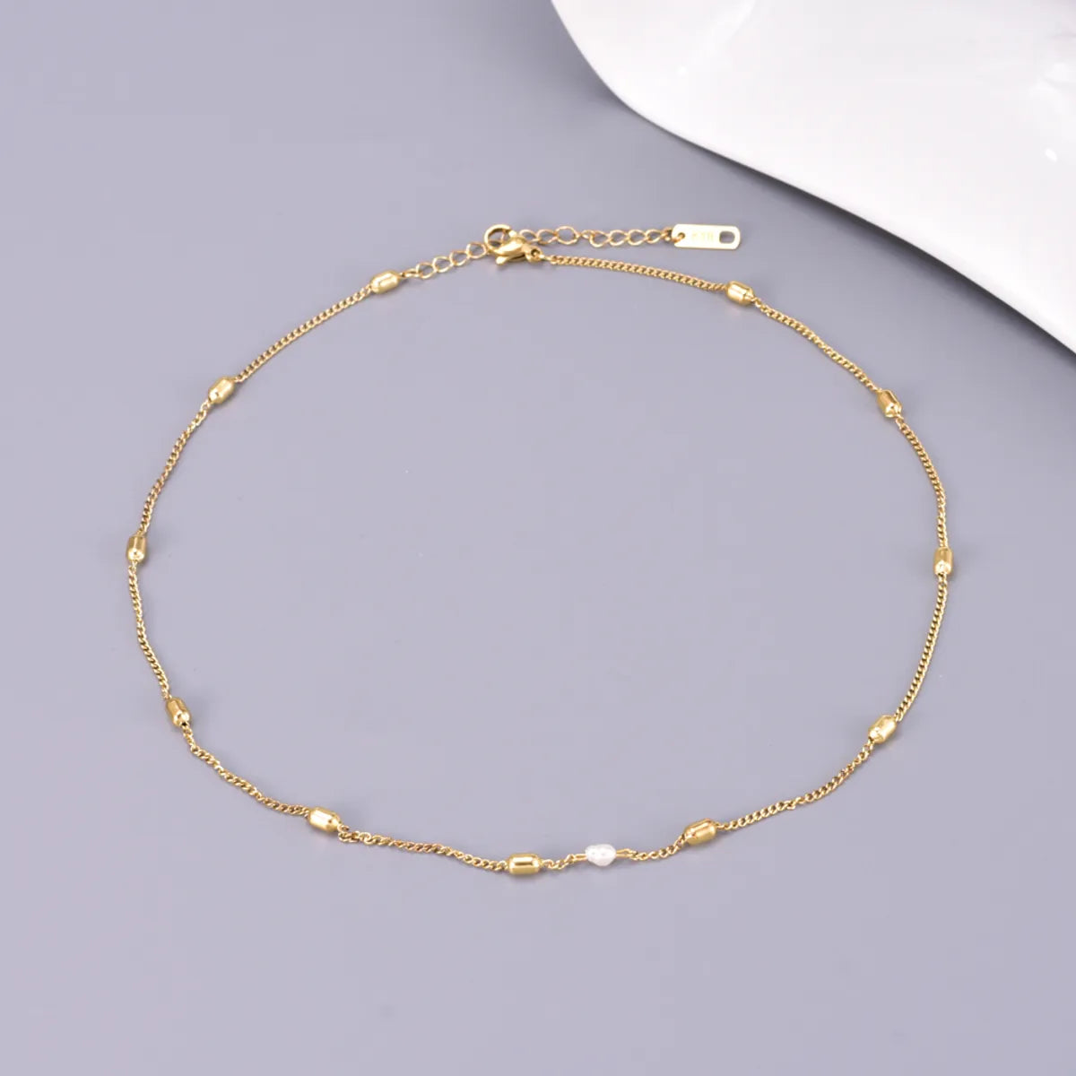 Wholesale Jewelry Handmade Pastoral Simple Style Geometric 304 Stainless Steel Titanium Steel Freshwater Pearl 18K Gold Plated Inlaid Shell Necklace