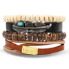 Wholesale Jewelry Handwoven Retro Feather Nameplate Artificial Leather Men's Bracelet
