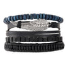 Wholesale Jewelry Handwoven Retro Feather Nameplate Artificial Leather Men's Bracelet
