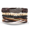 Wholesale Jewelry Handwoven Retro Feather Nameplate Artificial Leather Men's Bracelet