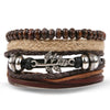 Wholesale Jewelry Handwoven Retro Feather Nameplate Artificial Leather Men's Bracelet