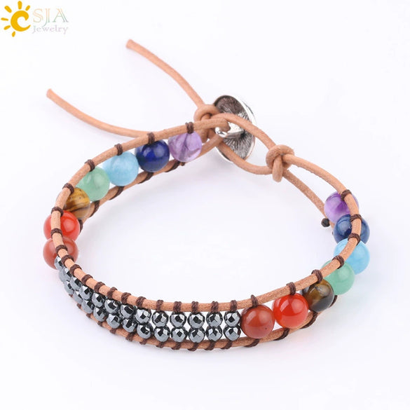 Wholesale Jewelry Handwoven Silver Buckle Natural Crystal Semiprecious Stone Minimalist Unisex Bracelet