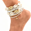 Wholesale Jewelry Hawaiian Beach Starfish Shell Alloy Seed Bead Anklet
