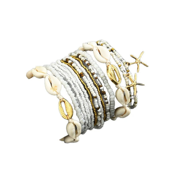 Wholesale Jewelry Hawaiian Beach Starfish Shell Alloy Seed Bead Anklet