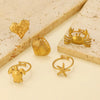 Wholesale Jewelry Hawaiian Beach Tropical Tortoise Starfish Shell 304 Stainless Steel Open Rings