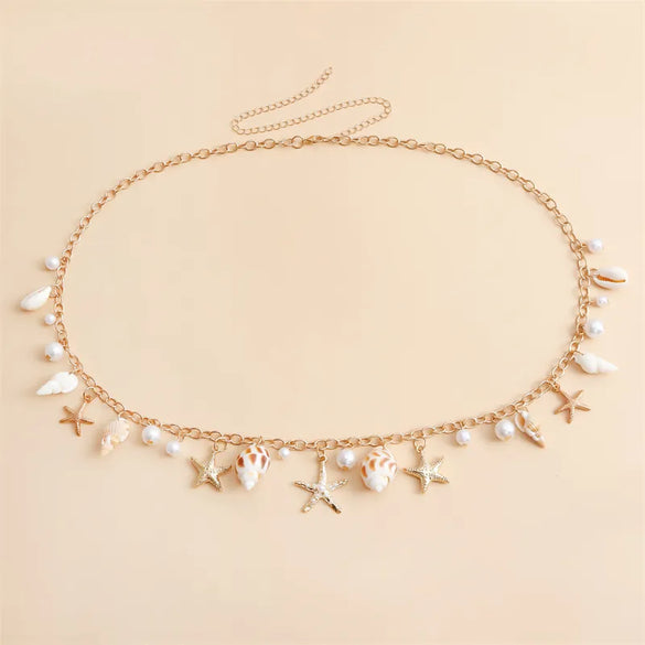 Wholesale Jewelry Hawaiian Sexy Tropical Starfish Shell Alloy Shell Waist Chain