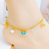 Wholesale Jewelry Hawaiian Vacation Beach Butterfly Shell Stainless Steel Acrylic Pearl Zircon 18K Gold Plated Handmade Plating Anklet