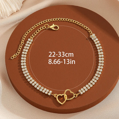 Wholesale Jewelry Hawaiian Vacation Classic Style Heart Shape Copper Rhinestones Inlay Anklet