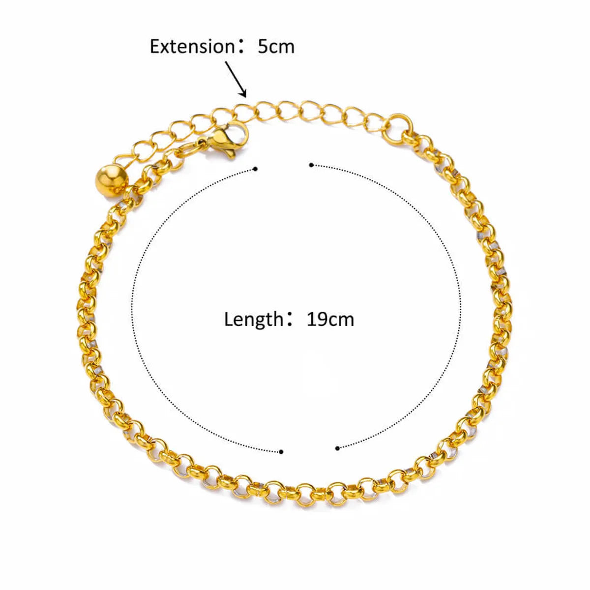 Wholesale Jewelry Hawaiian Vacation Geometric 304 Stainless Steel 18K Gold Plated Anklet