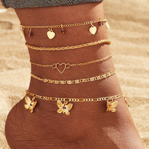 Wholesale Jewelry Hawaiian Vacation Heart Shape Alloy Anklet