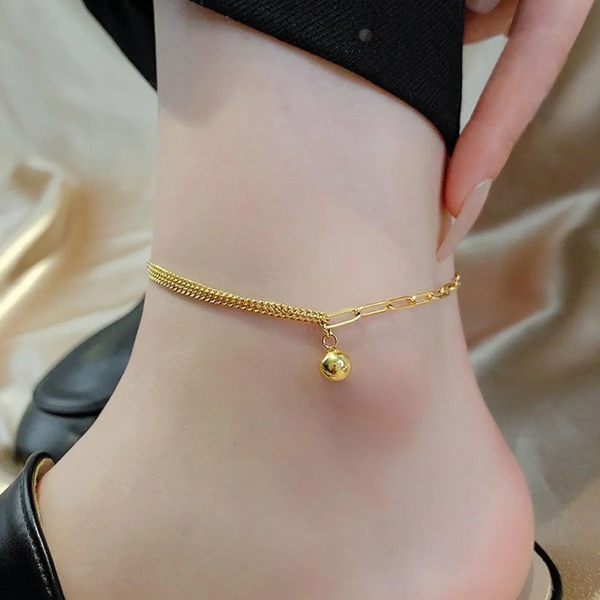 Wholesale Jewelry Hawaiian Vacation Round 304 Stainless Steel Gold Plated Anklet