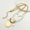 Wholesale Jewelry Hawaiian Vacation Star Moon Heart Shape 304 Stainless Steel Enamel Plating Three Layer Necklace