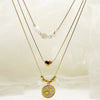 Wholesale Jewelry Hawaiian Vacation Star Moon Heart Shape 304 Stainless Steel Enamel Plating Three Layer Necklace