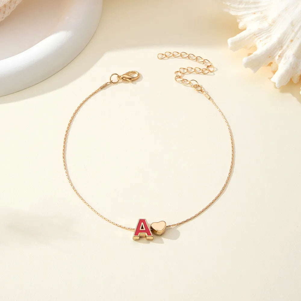 Wholesale Jewelry Hawaiian Vacation Tropical Letter Heart Shape Alloy Epoxy Anklet