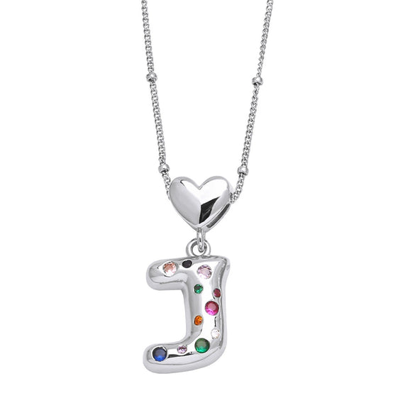 Wholesale Jewelry Heart English Letter Pendant Necklace Copper Inlaid Colorful Zircon Electroplated