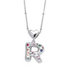 Wholesale Jewelry Heart English Letter Pendant Necklace Copper Inlaid Colorful Zircon Electroplated