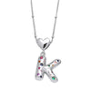 Wholesale Jewelry Heart English Letter Pendant Necklace Copper Inlaid Colorful Zircon Electroplated