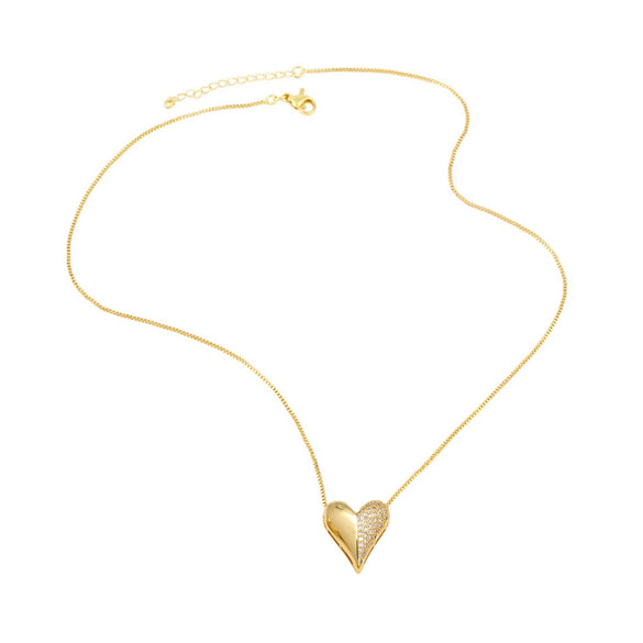 Wholesale Jewelry Heart Pendant Copper Real Gold Plated Necklace