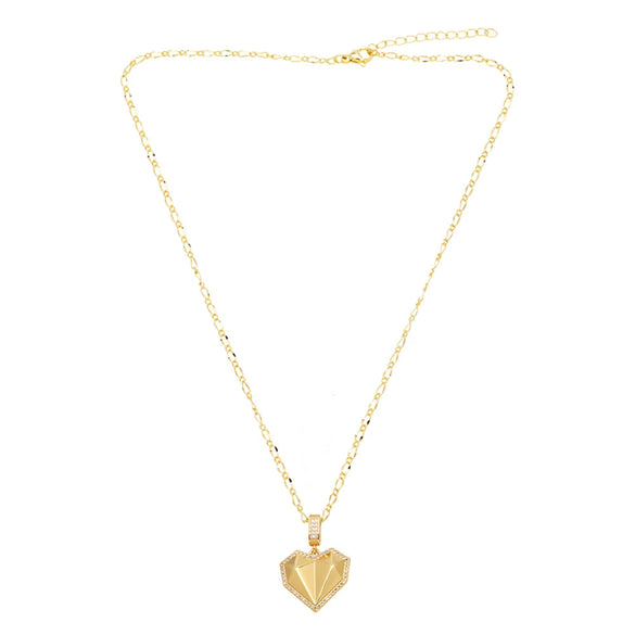 Wholesale Jewelry Heart Shape Copper Gold Plated Pendant O Chain Necklace For Women