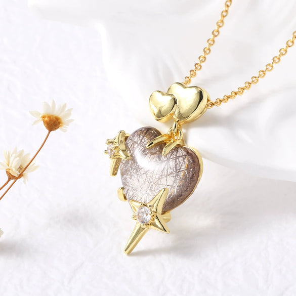 Wholesale Jewelry Heart Shape Copper Pendant Necklace Gold Plated O Chain