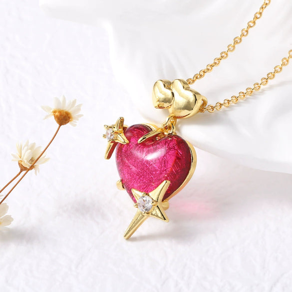 Wholesale Jewelry Heart Shape Copper Pendant Necklace Gold Plated O Chain