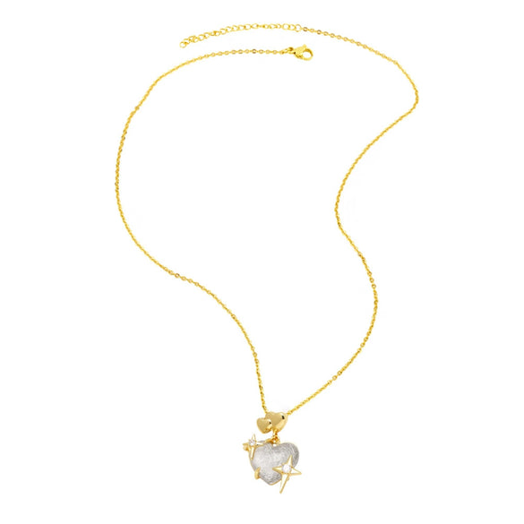 Wholesale Jewelry Heart Shape Copper Pendant Necklace Gold Plated O Chain