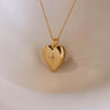 Wholesale Jewelry Heart Shape Zircon Copper Titanium Steel Real Gold Plated Openable Photo Album Necklace