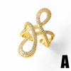 Wholesale Jewelry Heart Shaped Copper Ring Plated Real Gold With Zircon And Geometric Pattern