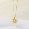 Wholesale Jewelry Heart Shaped Stainless Steel Crystal Clavicle Chain With Zircon And Fruit Food Style Electroplated