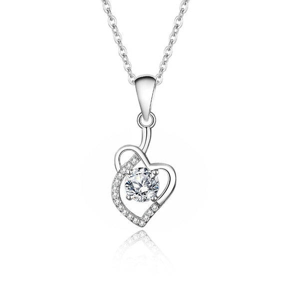 Wholesale Jewelry Heart Shaped Sterling Silver Mosan Diamond Pendant Necklace For Women