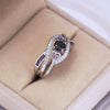 Wholesale Jewelry Heartshaped Amethyst Copper Ring Set With Zircon Platinumplated