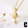 Wholesale Jewelry Heartshaped Copper Geometric Airplane Pendant Necklace With Electroplating