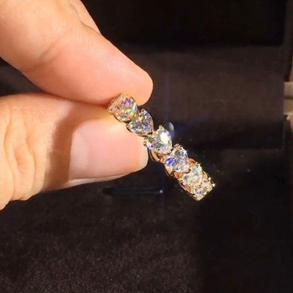 Wholesale Jewelry Heartshaped Copper Geometric Style Diamond Ring With Electroplating