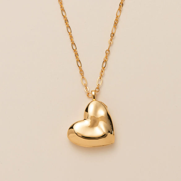 Wholesale Jewelry Heartshaped Copper Pendant Necklace Real Gold Plated