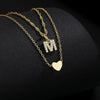 Wholesale Jewelry Heartshaped Letter Doublelayer Sterling Silver Necklace Women's Fashion Allmatch Collarbone Chain