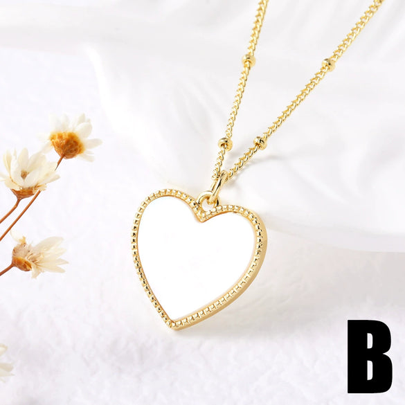 Wholesale Jewelry Heartshaped Pendant Copper Ochain Necklace Electroplating