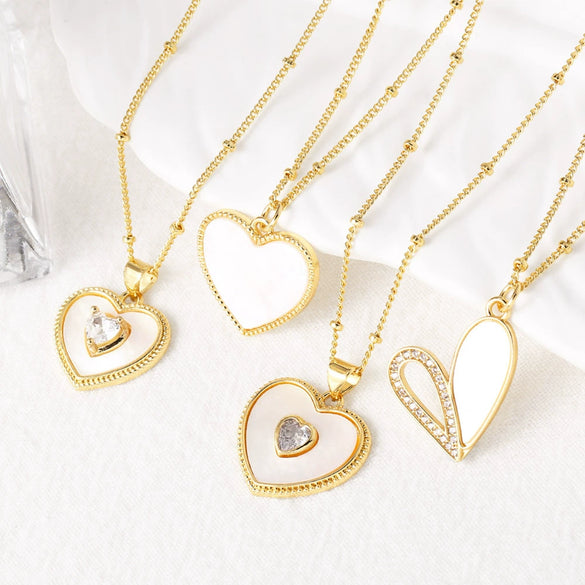 Wholesale Jewelry Heartshaped Pendant Copper Ochain Necklace Electroplating