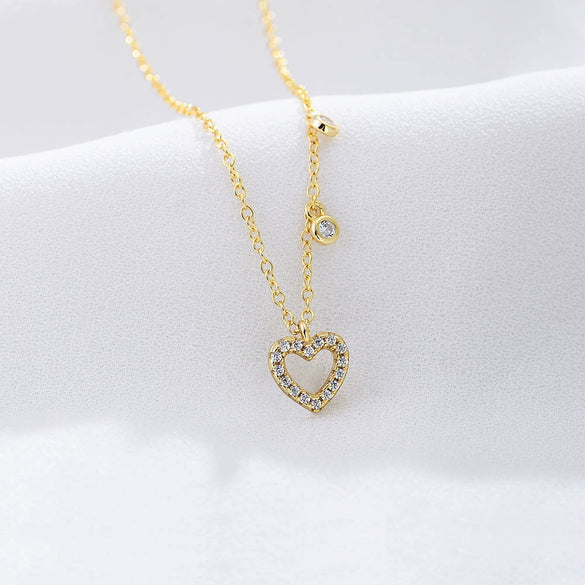 Wholesale Jewelry Heartshaped 925 Sterling Silver Cut Out Diamond Necklace For Women