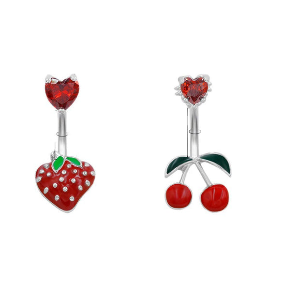 Wholesale Jewelry Heartshaped Strawberry Navel Fruit Cherry Navel Style Alloy