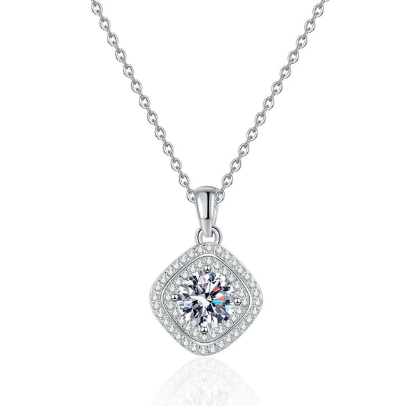 Wholesale Jewelry Highend Geometric Sugar Cube Sterling Silver Necklace With Diamonds