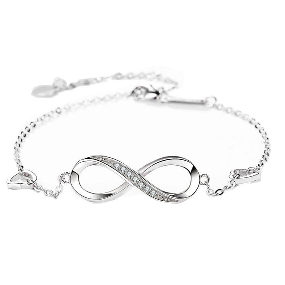 Wholesale Jewelry Highend Sense Silver 925 Sterling Infinite Love Bracelet With Styling Letters Numbers Text And Diamond Design