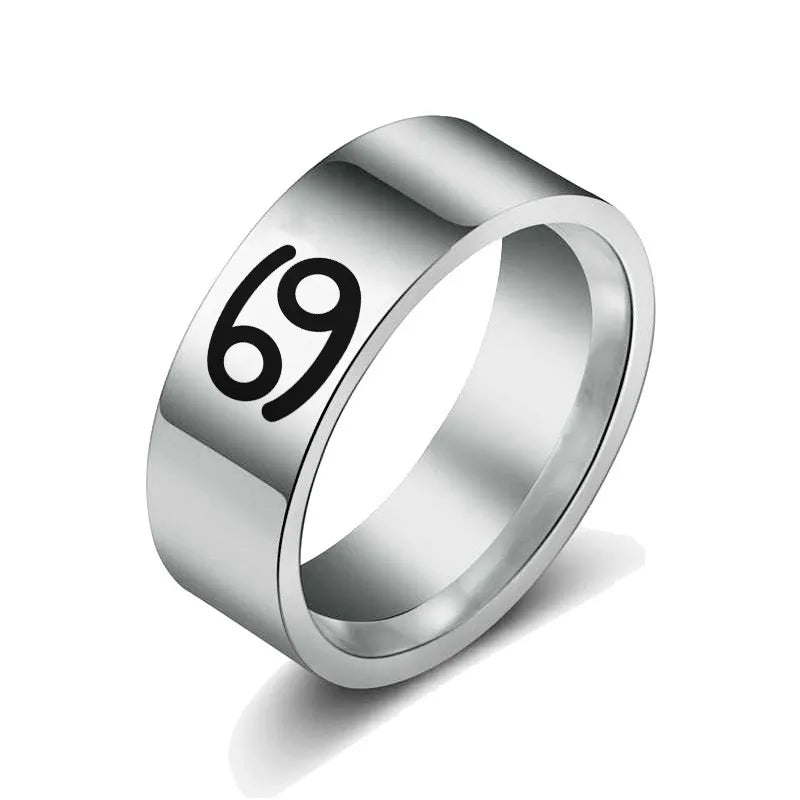 Wholesale Jewelry Hip-Hop Commute Constellation 304 Stainless Steel Silver Plated Carving Rings